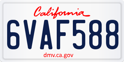 CA license plate 6VAF588