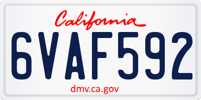 CA license plate 6VAF592