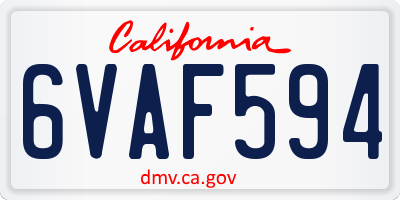 CA license plate 6VAF594