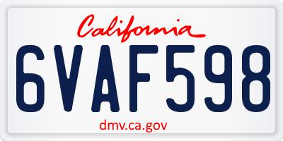 CA license plate 6VAF598