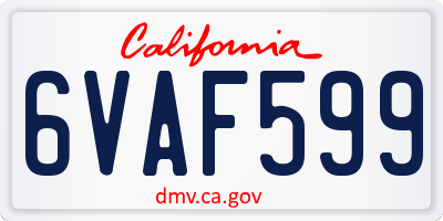 CA license plate 6VAF599