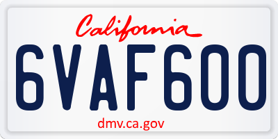 CA license plate 6VAF600