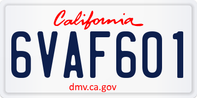 CA license plate 6VAF601