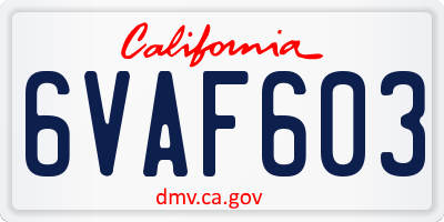 CA license plate 6VAF603
