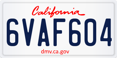 CA license plate 6VAF604