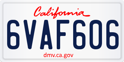 CA license plate 6VAF606