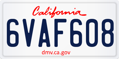 CA license plate 6VAF608