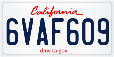 CA license plate 6VAF609
