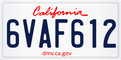 CA license plate 6VAF612