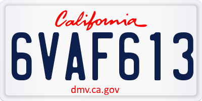 CA license plate 6VAF613