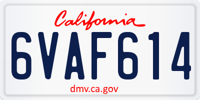 CA license plate 6VAF614