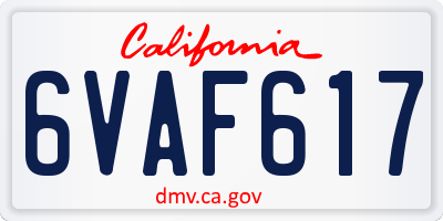 CA license plate 6VAF617