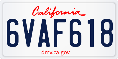 CA license plate 6VAF618