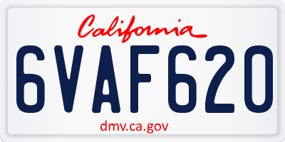 CA license plate 6VAF620