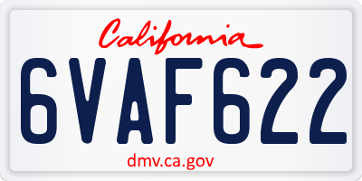 CA license plate 6VAF622