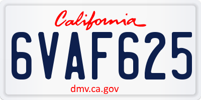 CA license plate 6VAF625