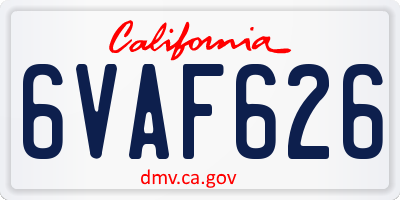 CA license plate 6VAF626