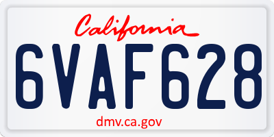 CA license plate 6VAF628