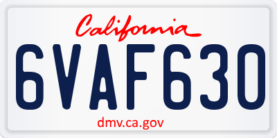 CA license plate 6VAF630