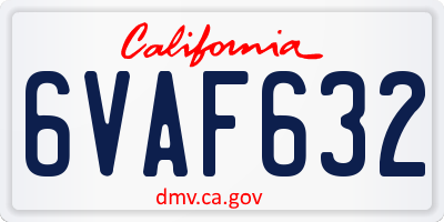 CA license plate 6VAF632