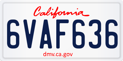 CA license plate 6VAF636
