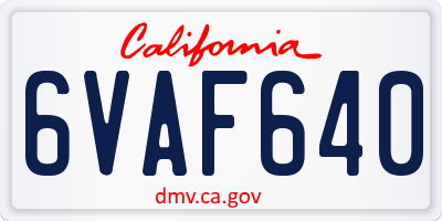 CA license plate 6VAF640