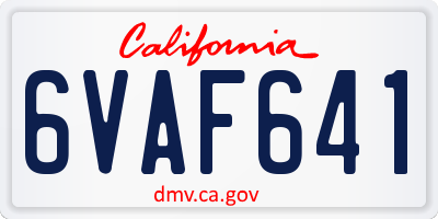 CA license plate 6VAF641