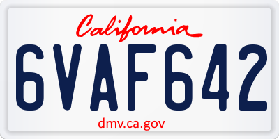 CA license plate 6VAF642
