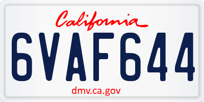 CA license plate 6VAF644