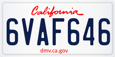 CA license plate 6VAF646