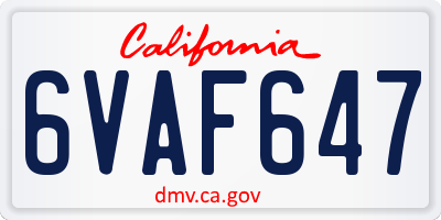 CA license plate 6VAF647