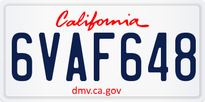 CA license plate 6VAF648