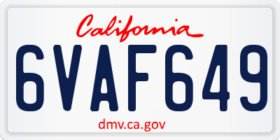 CA license plate 6VAF649