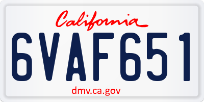 CA license plate 6VAF651