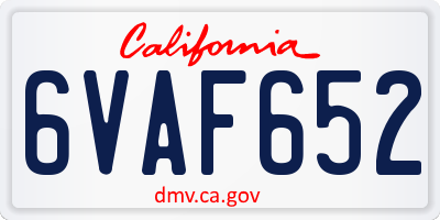 CA license plate 6VAF652