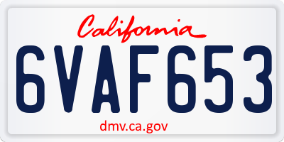 CA license plate 6VAF653