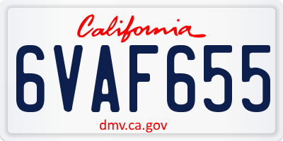 CA license plate 6VAF655