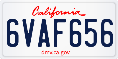 CA license plate 6VAF656