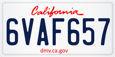 CA license plate 6VAF657