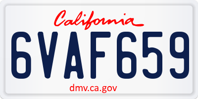 CA license plate 6VAF659
