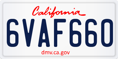 CA license plate 6VAF660