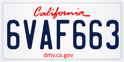 CA license plate 6VAF663