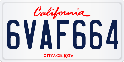 CA license plate 6VAF664