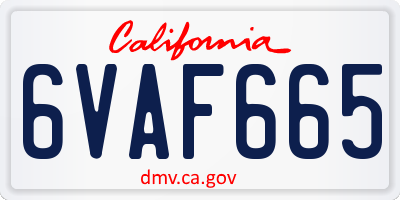 CA license plate 6VAF665