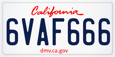 CA license plate 6VAF666