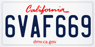 CA license plate 6VAF669