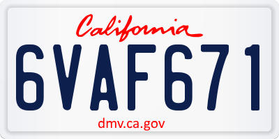 CA license plate 6VAF671