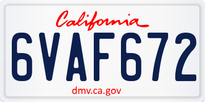 CA license plate 6VAF672