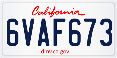 CA license plate 6VAF673