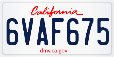 CA license plate 6VAF675